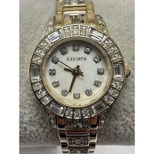 Elgin EG1510 New Battery Ladies MOP Watch‎ 22MM 6" Gold Tone L37